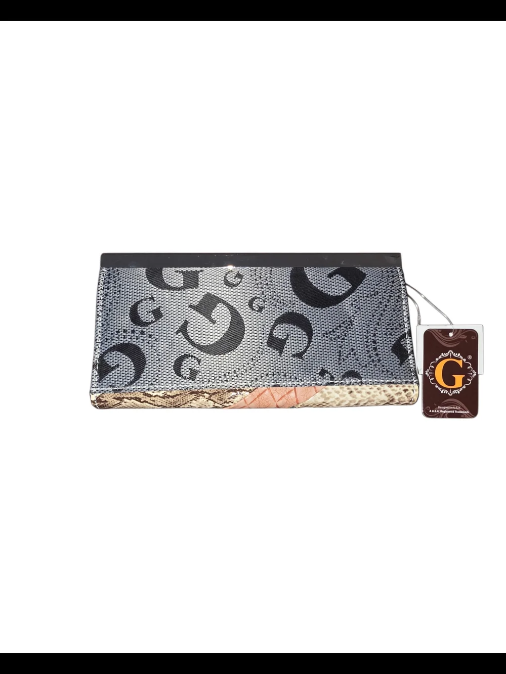 Brand New - Embellished Multicolor Snake-Print Clutch Wallet